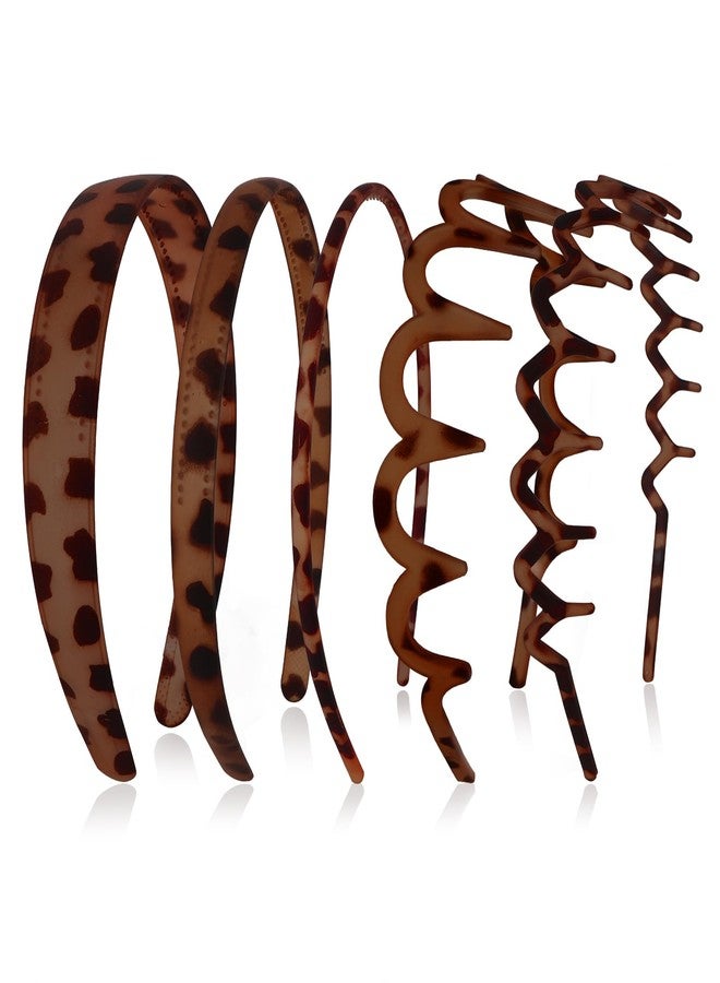 Semato 5 Pcs Leopard Zig Zag Headbands for Women-Non Slip Headband Tortoiseshell Hair Accessories with Teeth That Stay in Place for Thick/Curly Hair - Image 1
